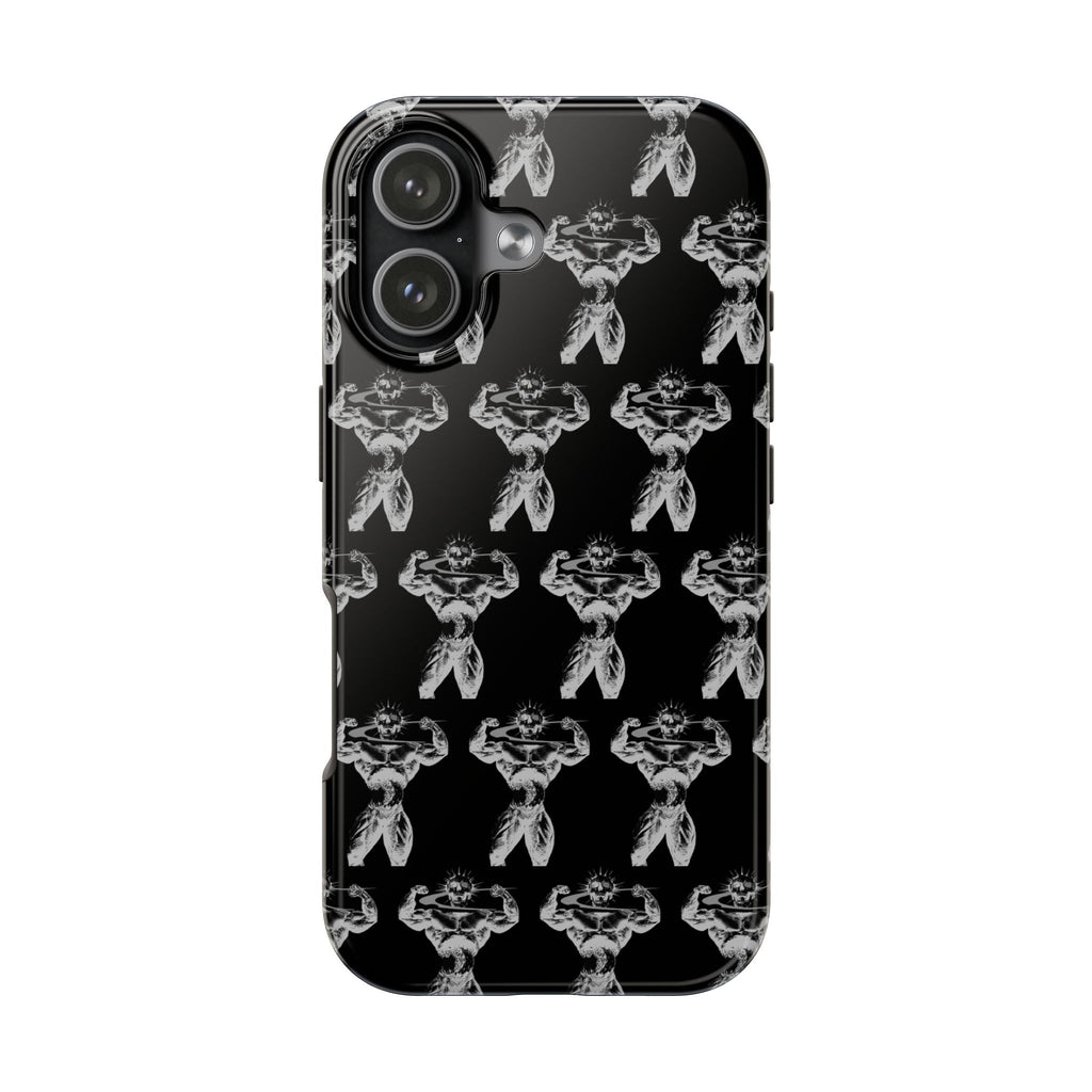 Black Tough Phone Case with White Moth Pattern — Protective iPhone Case, Gothic Nature Vibe