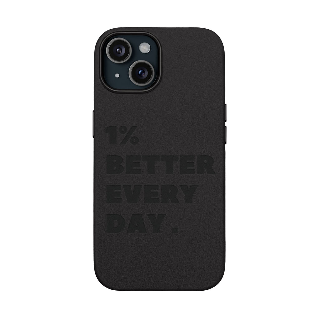 "1% Better Every Day" PU Leather Phone Case — Embossed Motivational iPhone Cover