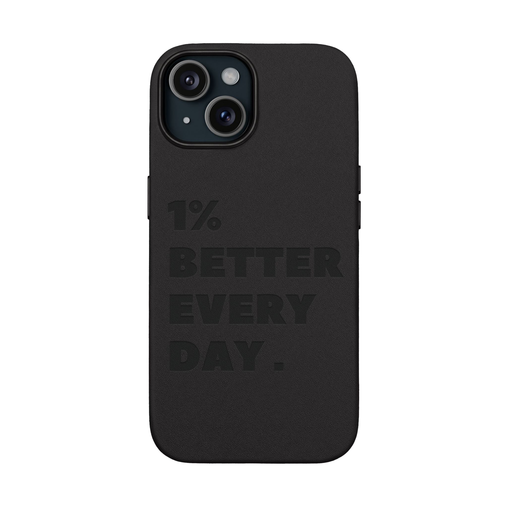 "1% Better Every Day" PU Leather Phone Case — Embossed Motivational iPhone Cover
