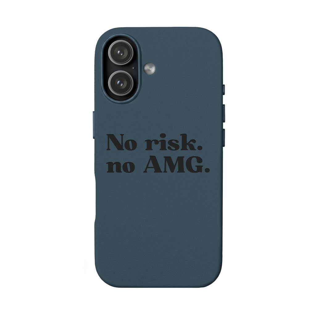 Engraved “No risk. no AMG.” Brown PU Leather Phone Case