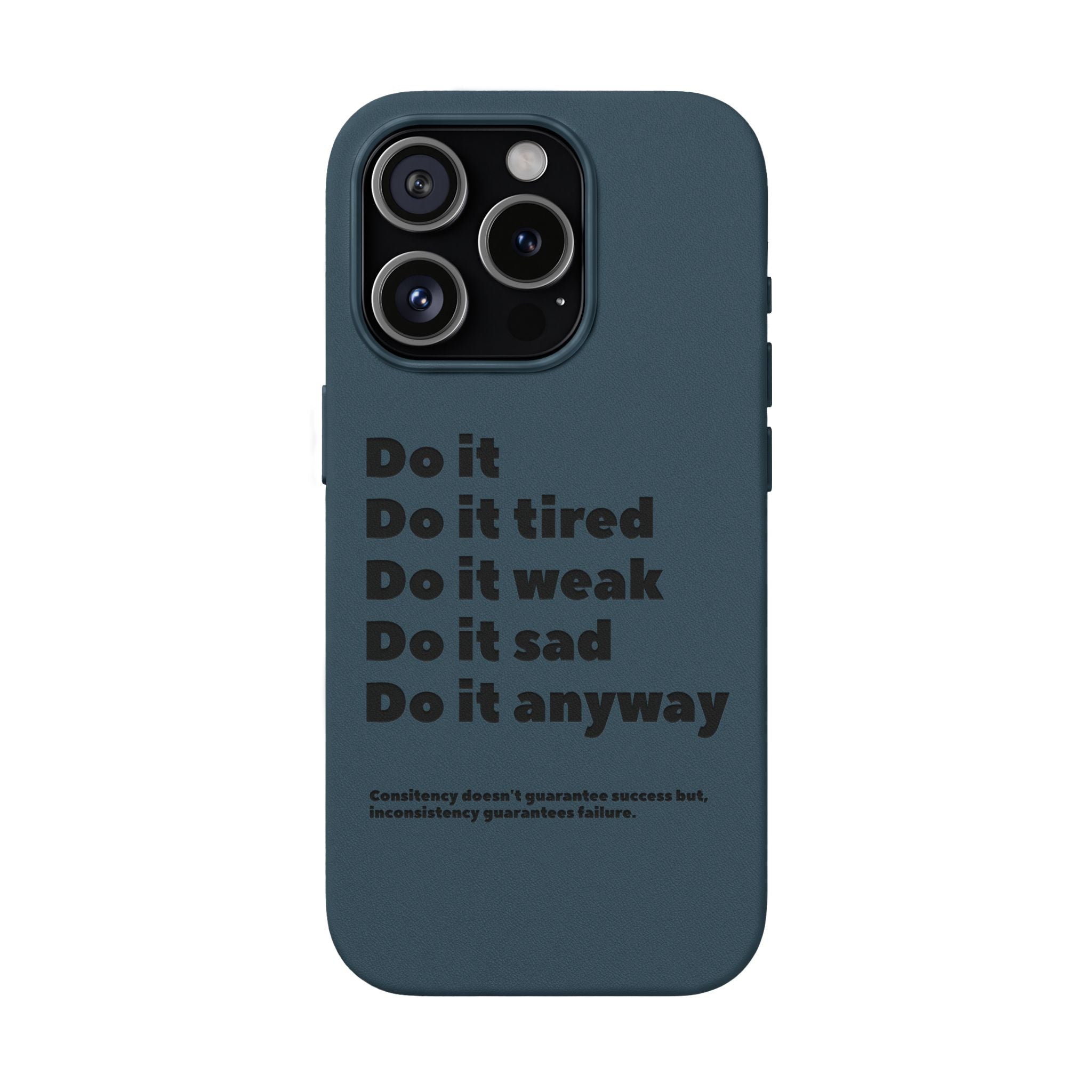 PU Leather Phone Case — Embossed Motivational Quote ‘Do it anyway’