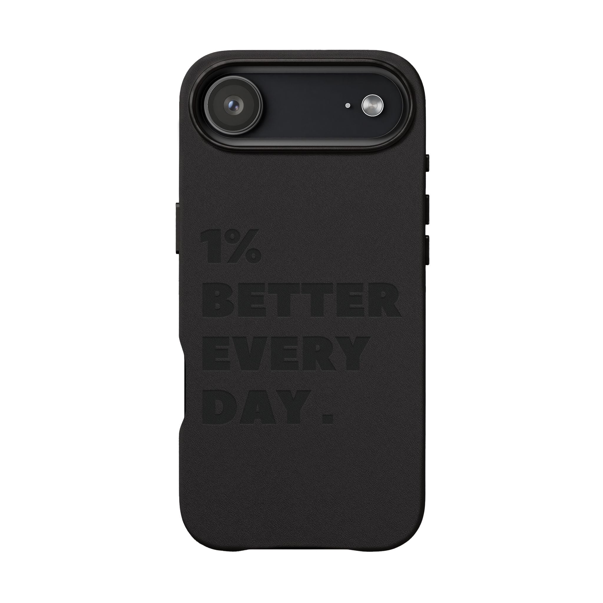 "1% Better Every Day" PU Leather Phone Case — Embossed Motivational iPhone Cover