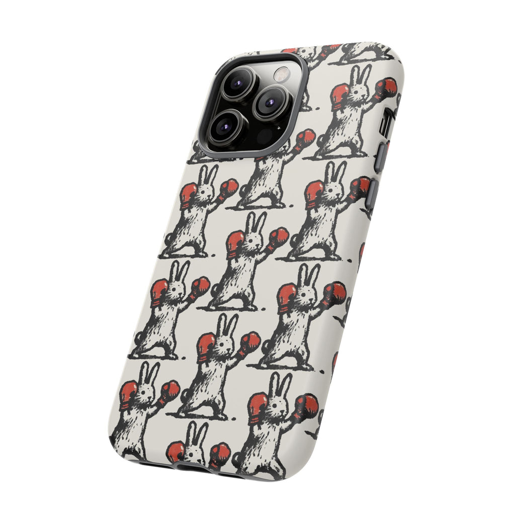 Playful Boxing Bunny Pattern Tough iPhone Case
