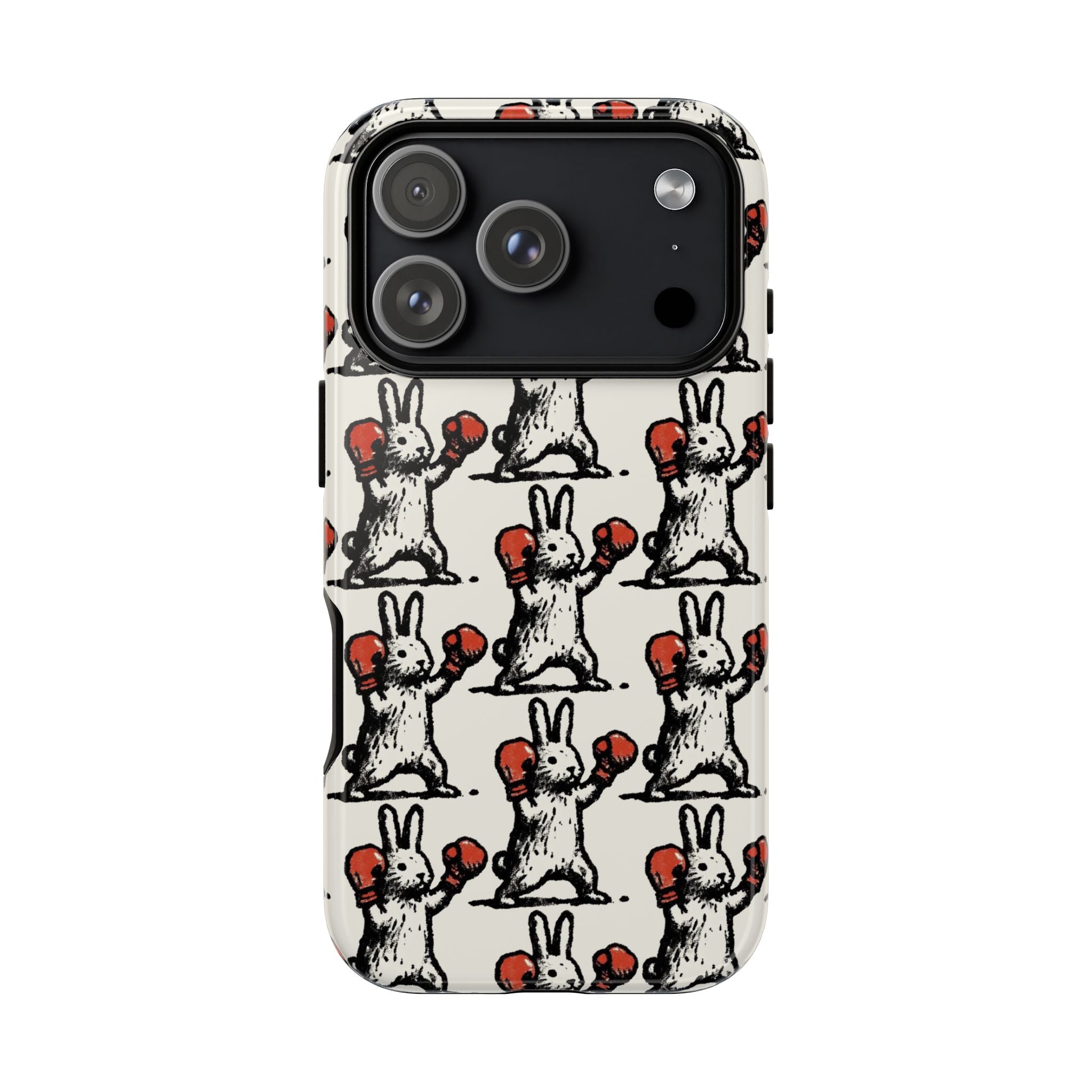 Playful Boxing Bunny Pattern Tough iPhone Case