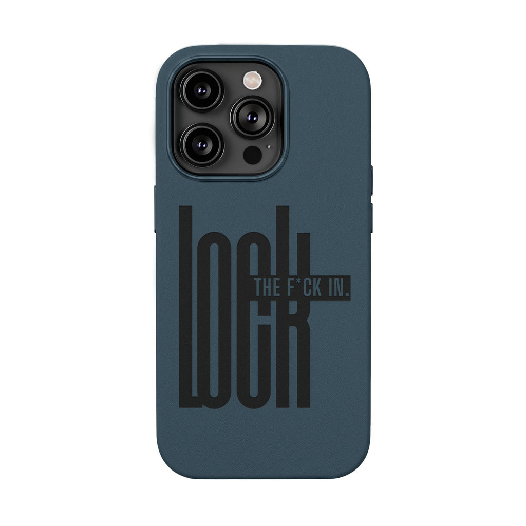 'LOCK the F*CK IN' Engraved Brown Protective Cover —PU Leather Phone Case