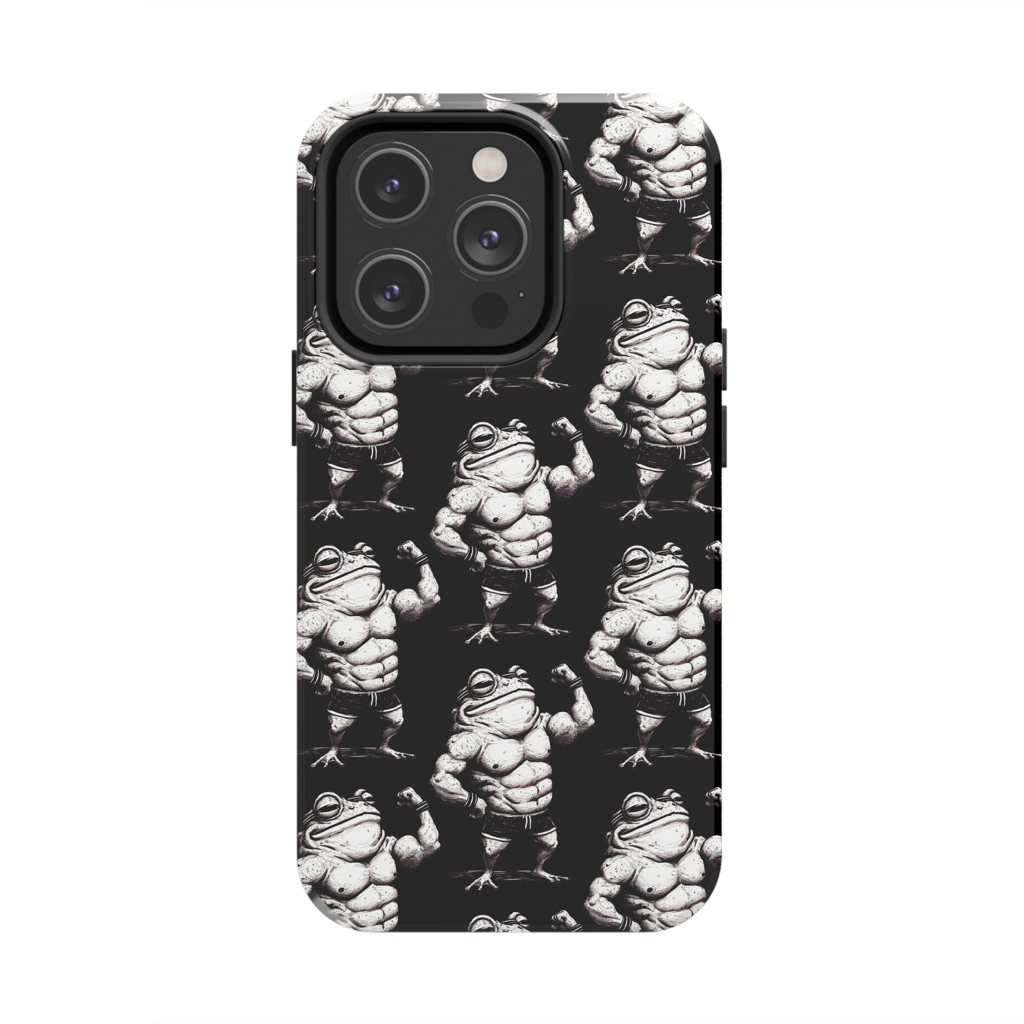 Frog Muscle Pattern Phone Case — Tough Black Protective iPhone Cover