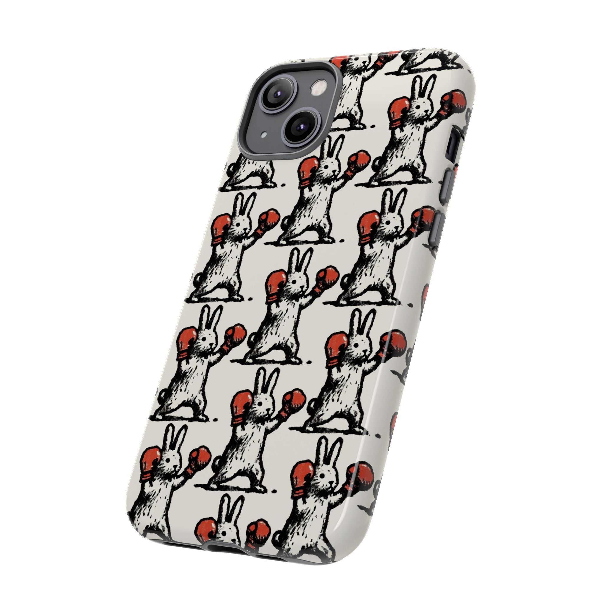 Playful Boxing Bunny Pattern Tough iPhone Case