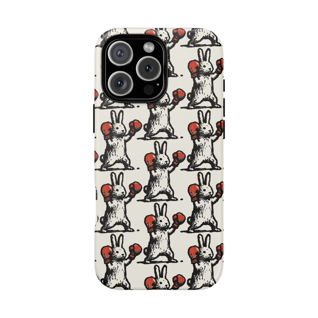 Playful Boxing Bunny Pattern Tough iPhone Case