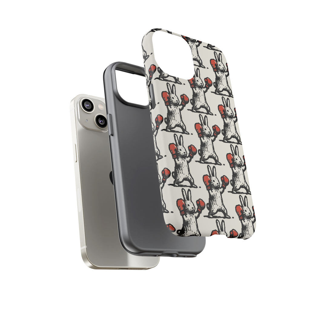 Playful Boxing Bunny Pattern Tough iPhone Case