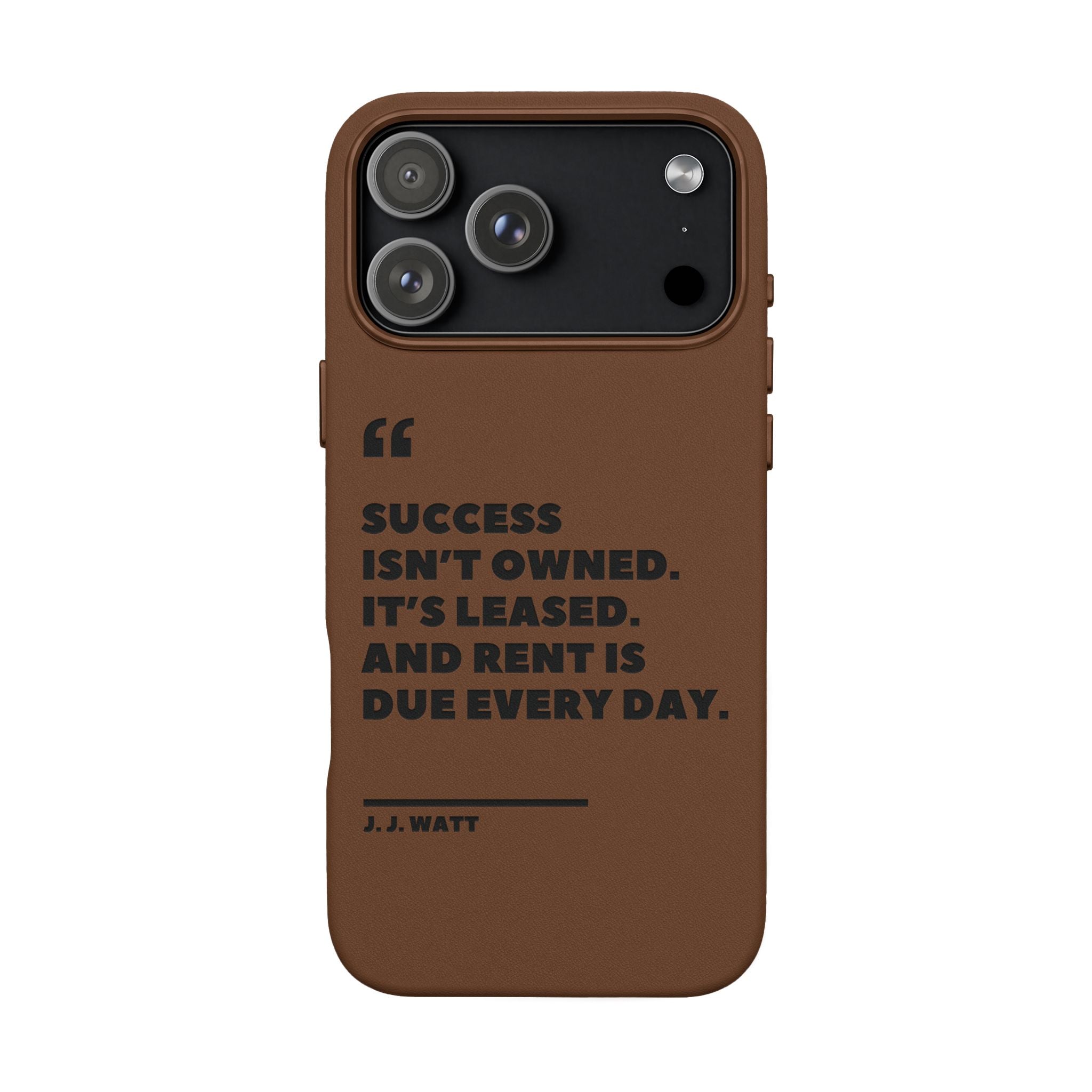 "Success Isn't Owned" Engraved PU Leather Phone Case